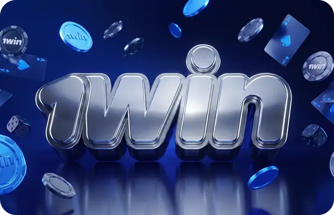 Баннер 1win с логотипом и игровыми фишками