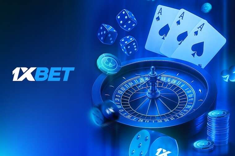 Баннер 1xBet с рулеткой, картами и логотипом